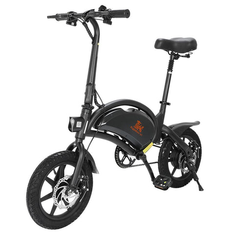 KugooKirin V1 (KIRIN B2) Folding Moped Electric Bike E-Scooter with Pedals 400W Brushless Motor Max Speed 45km/h 7.5AH Lithium Battery Disc Brake 14 Inch Pneumatic Tires Smart App Control Child Saddle - Black